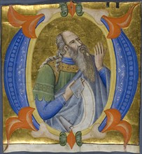 Prophet in a Historiated Initial O from a Gradual, 1392/99, Don Silvestro dei Gherarducci, Italian