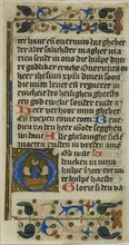 Illuminated Initial G from a Bible Historiale, 15th century, Dutch, Netherlands, Manuscript cutting
