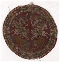 Roundel, 7th century, Iran (Persia, Khorasan), Syria, Silk, plain compound twill weave, 24.1 x 24.1