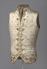 Waistcoat, 1775/1800, France, Silk, satin weave, embroidered with silk threads, embroidered fabric