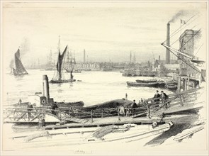 West India Dock, 1895, Thomas Robert Way, English, 1861-1913, England, Transfer lithograph in black