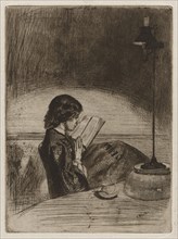 Reading by Lamplight, 1859, James McNeill Whistler, American, 1834-1903, United States, Etching and