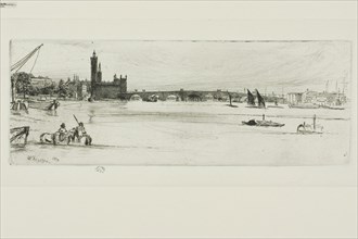 Old Westminster Bridge, 1859, James McNeill Whistler, American, 1834-1903, United States, Etching