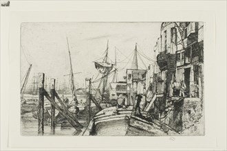 Limehouse, 1859, James McNeill Whistler, American, 1834-1903, United States, Etching and drypoint