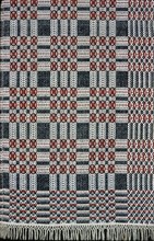 Coverlet, 1820/30, United States, Cotton and wool, plain weave with supplementary patterning wefts