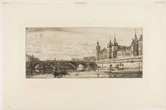 Pont-au-Change, Paris, 1854, Charles Meryon, French, 1821-1868, France, Etching on ivory chine,