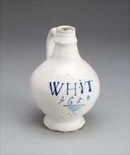 Whit Bottle, 1652, Lambeth, England, Lambeth, Tin-glazed earthenware, H. 15.9 cm (6 1/4 in.)