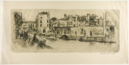 San Trovasso Canal, 1885, Frank Duveneck, American, 1848-1919, United States, Etching on cream