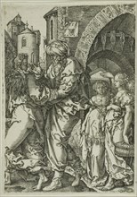 Lot and His Family Fleeing from Sodom, from The Story of Lot, 1555, Heinrich Aldegrever, German,