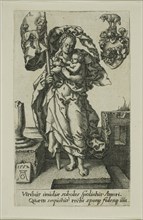 Compassion, from the Virtues, 1552, Heinrich Aldegrever, German, 1502-c.1560, Germany, Engraving in