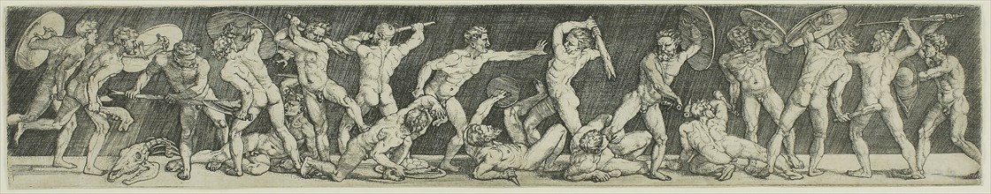 Battle of Eighteen Nude Men, c. 1520, Barthel Beham, German, 1502-1540, Germany, Engraving in black
