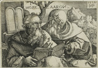 Moses and Aaron, 1526, Sebald Beham, German, 1500-1550, Germany, Engraving in black on cream laid