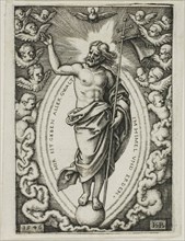 Christ on the Globe, 1546, Sebald Beham, German, 1500-1550, Germany, Engraving in black on ivory