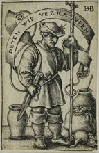 The Market Peasant, c. 1542, Sebald Beham, German, 1500-1550, Germany, Engraving in black on ivory