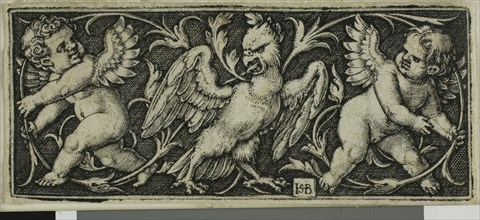 Ornament with an Eagle and Two Genii, from Four Vignettes, c. 1544, Sebald Beham, German,
