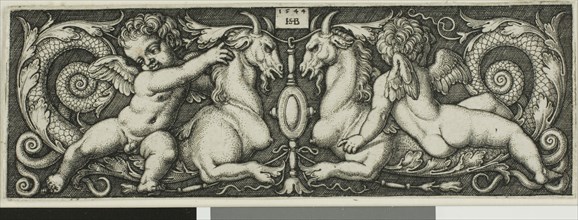 Ornament with Two Genii Riding Chimerical Beasts, 1544, Sebald Beham, German, 1500-1550, Germany,