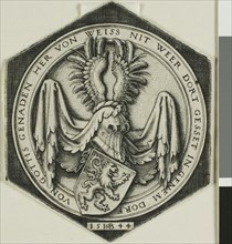 Coat of Arms with a Rampant Lion, 1544, Sebald Beham, German, 1500-1550, Germany, Engraving in