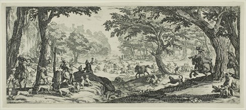 The Stag Hunt, 1630–35, Jacques Callot, French, 1592-1635, France, Etching on paper, 197 × 469 mm