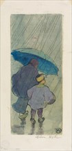 The Shower, 1897, Helen Hyde, American, 1868-1919, United States, Color etching on paper, 267 x 115