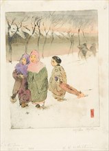 In the Snow at Tokyo, 1900, Helen Hyde, American, 1868-1919, United States, Color soft ground