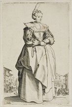 The Lady with the Small Raised Cap, plate one from La Noblesse, n.d., Jacques Callot, French,