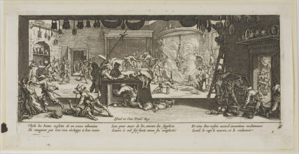 Plundering a Large Farmhouse, plate five from The Large Miseries of War, n.d., Gerrit Lucasz van