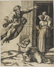 God Commanding Noah to Build the Ark, 1520, Marco Dente da Ravenna (Italian, about 1486–1527),