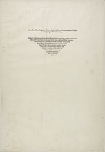 Colophon, from the Large Passion, 1511, Albrecht Dürer, German, 1471-1528, Germany, Letterpress in
