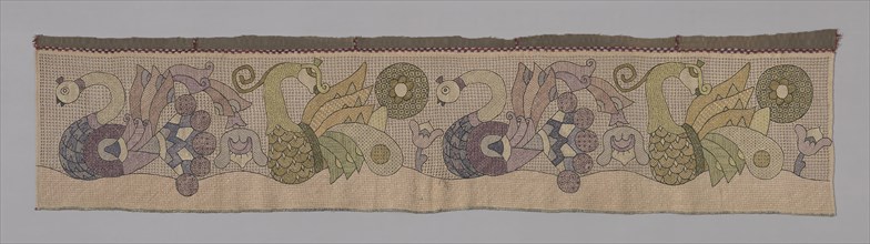 Fragment (Border), 19th century, Russia, Linen, drawn work and embroidered, 43.8 x 189.2 cm (17 1/2