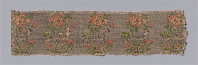 Dress or Furnishing Fabric, late 17th century, Iran, Iran, Silk, gilt-metal-strip-wrapped silk and