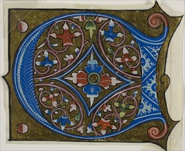 Decorated Initial D with Leaves and Two Balls from a Choir Book, 15th century, French, France,
