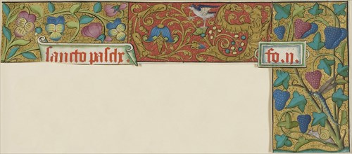 Illuminated Border with Snail, Insect, Bird, Grotesques and Flowers from a Manuscript, 15th or