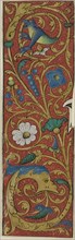 Illuminated Border with Grotesques and Flora from a Manuscript, 15th or early 16th century, French,