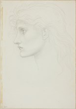 Head of Girl Facing Left, c. 1873–77, Sir Edward Burne-Jones, English, 1833-1898, England, Graphite