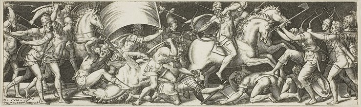 Battle of Cavaliers and Infantrymen, 1550/1572, Etienne Delaune, French, c. 1519-1583, France,