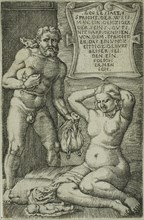 The Miser and the Miscarriage, 1528/30, Barthel Beham, German, 1502-1540, Germany, Engraving in