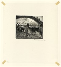 Lock of the Canal Saint-Martin, plate six from Le Long de la Seine et des Boulevards, 1890,