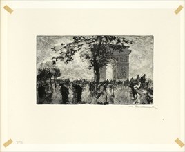 Retour du Bois, place de l’Etoile, plate nineteen from Le Long de la Seine et des Boulevards, 1890,