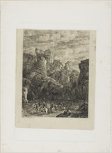 The Ford: Landscape with Horsemen, 1866, Odilon Redon, French, 1840-1916, France, Etching on