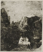 Two Small Horsemen, 1865, Odilon Redon, French, 1840-1916, France, Etching on ivory wove paper