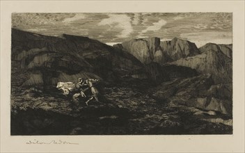 Fear, 1865, Odilon Redon, French, 1840-1916, France, Etching on cream laid paper, 110 × 200 mm