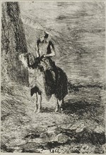 Horseman Waiting, 1866, Odilon Redon, French, 1840-1916, France, Etching on ivory wove paper, cut