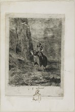 Horseman Waiting, 1866, Odilon Redon, French, 1840-1916, France, Etching on light gray China paper