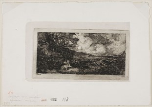 Galloping Horseman, 1866, Odilon Redon, French, 1840-1916, France, Etching on light gray China