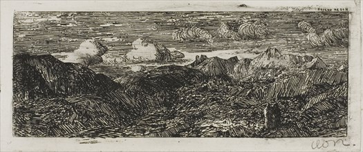 Mountain Landscape, c. 1866, Odilon Redon, French, 1840-1916, France, Etching and drypoint on ivory