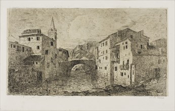 St.-Jean-Pied-de-Port, 1866, Odilon Redon, French, 1840-1916, France, Etching on mounted cream