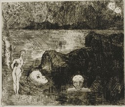 Dream Vision, c. 1880, Odilon Redon, French, 1840-1916, France, Etching amd drypoint on ivory wove