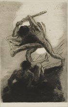 Cain and Abel, 1886, Odilon Redon, French, 1840-1916, France, Etching and drypoint on ivory laid