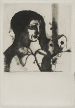 Enigma, 1892, Odilon Redon, French, 1840-1916, France, Drypoint on ivory wove paper, 130 × 92 mm
