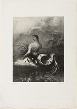 Siren Coming out of the Waves, Dressed in Flames, plate 4 of 8 from Les Origines, 1883, Odilon